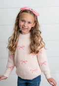 Girls Pink Bow Fuzzy Crew Neck
Coquette Fall Winter Sweater
