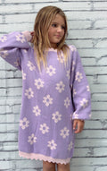 Purple Floral Sweater Dress