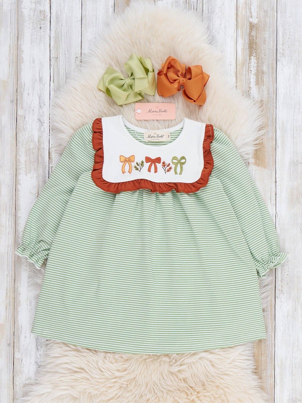 Sweet Bow Embroidered Ruffle Dress