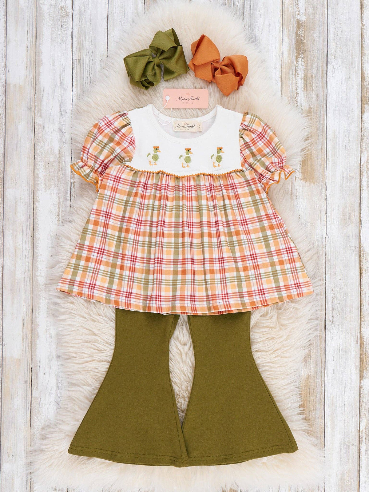 Mallard Duck Embroidered Bell-Bottom Outfit