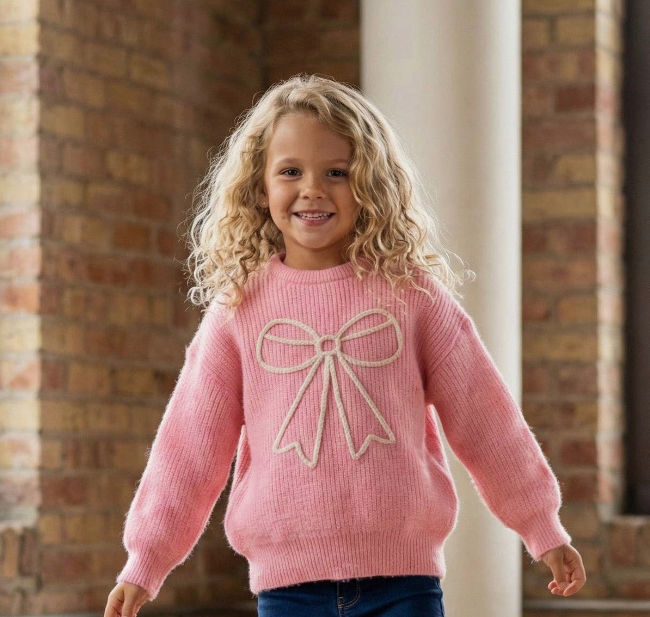 Girls Molly Pink Cable Knit Bow Fall
Winter Sweater