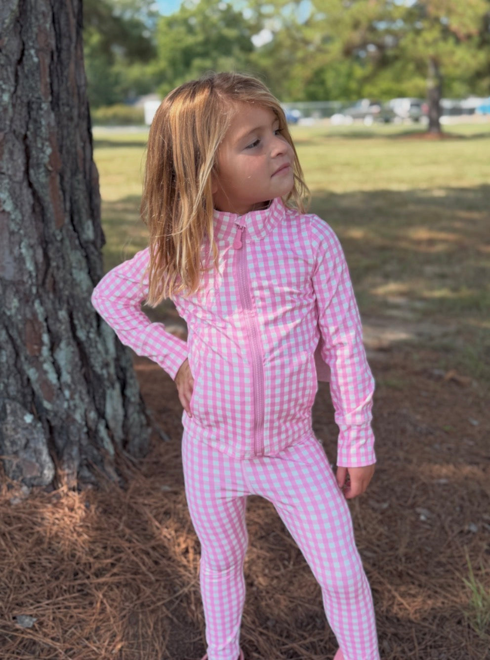 Pink Gingham Athletic Set