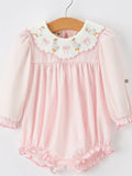 PRE ORDER Pink Duck Embroidered Baby Girl Romper
