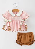 PRE ORDER Christmas Girls Gingerbread Bloomer Set