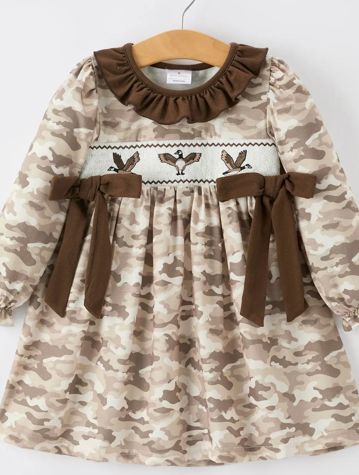 PRE ORDER Duck Smocked Camo Girl Dress