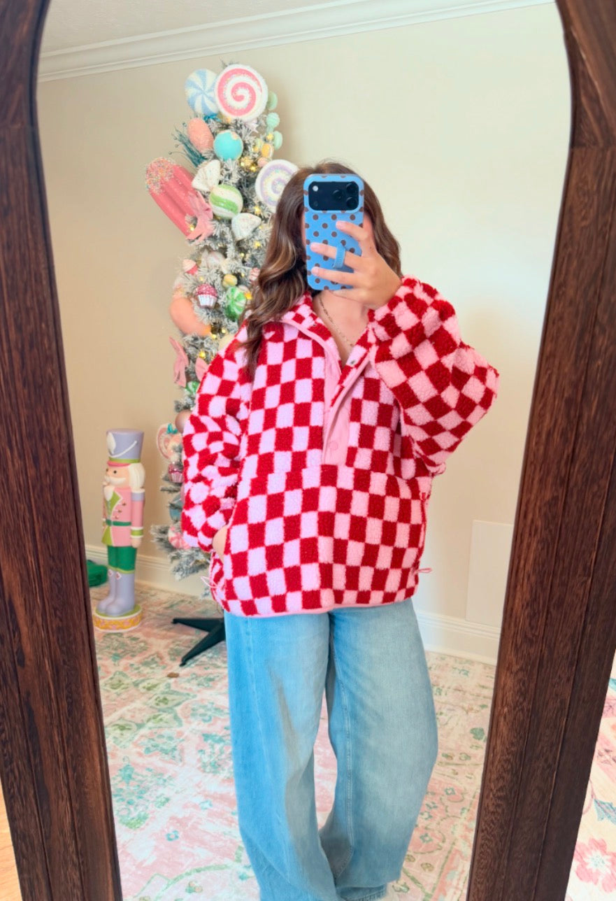Fluffy Checkered Pull Over