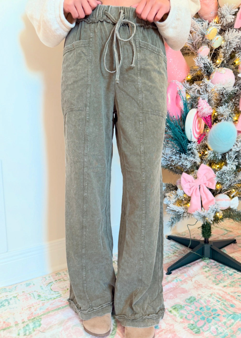Green Flared Pants