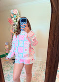 Pink Santa Quilted Short Set