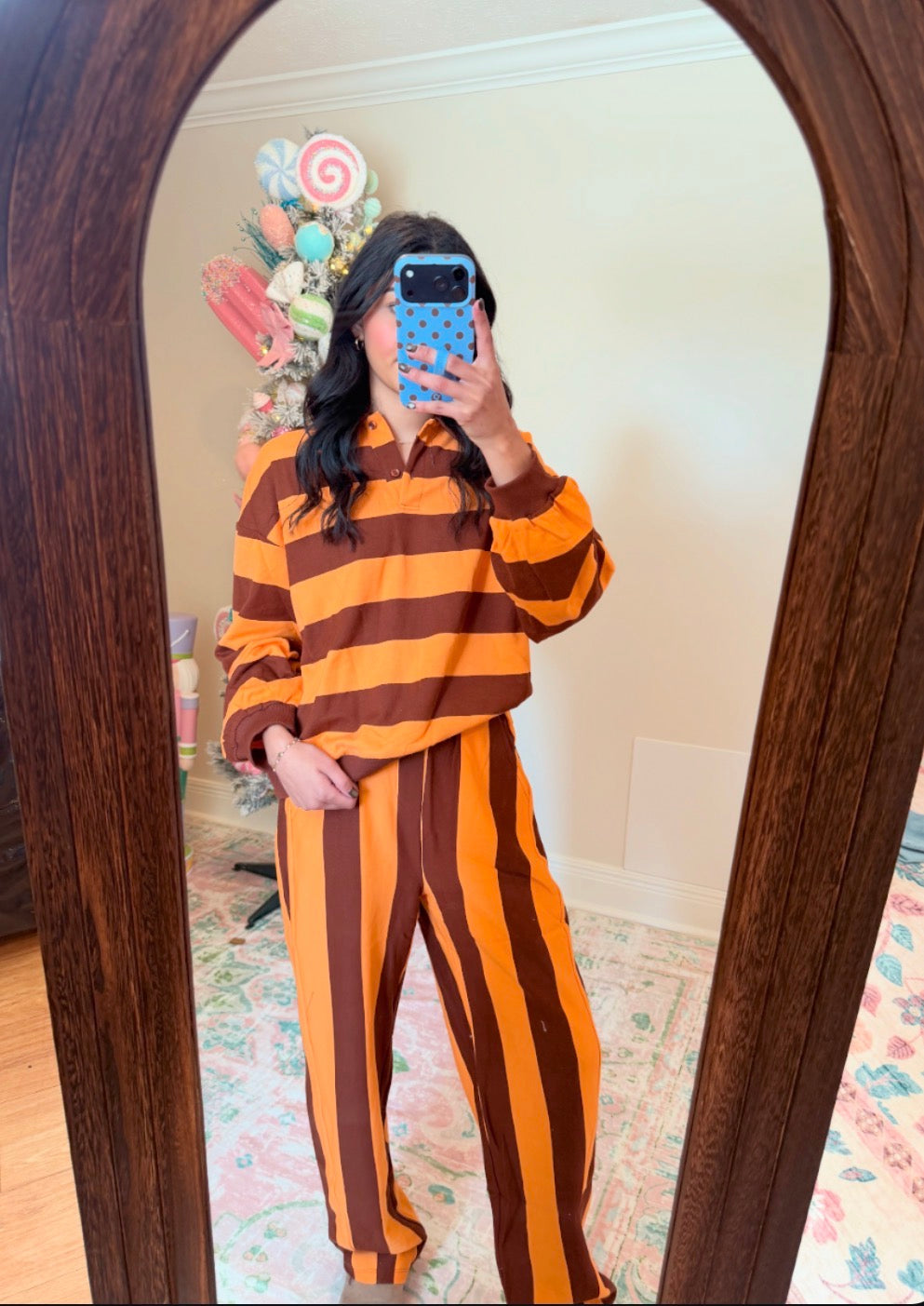Striped Orange and Brown Set