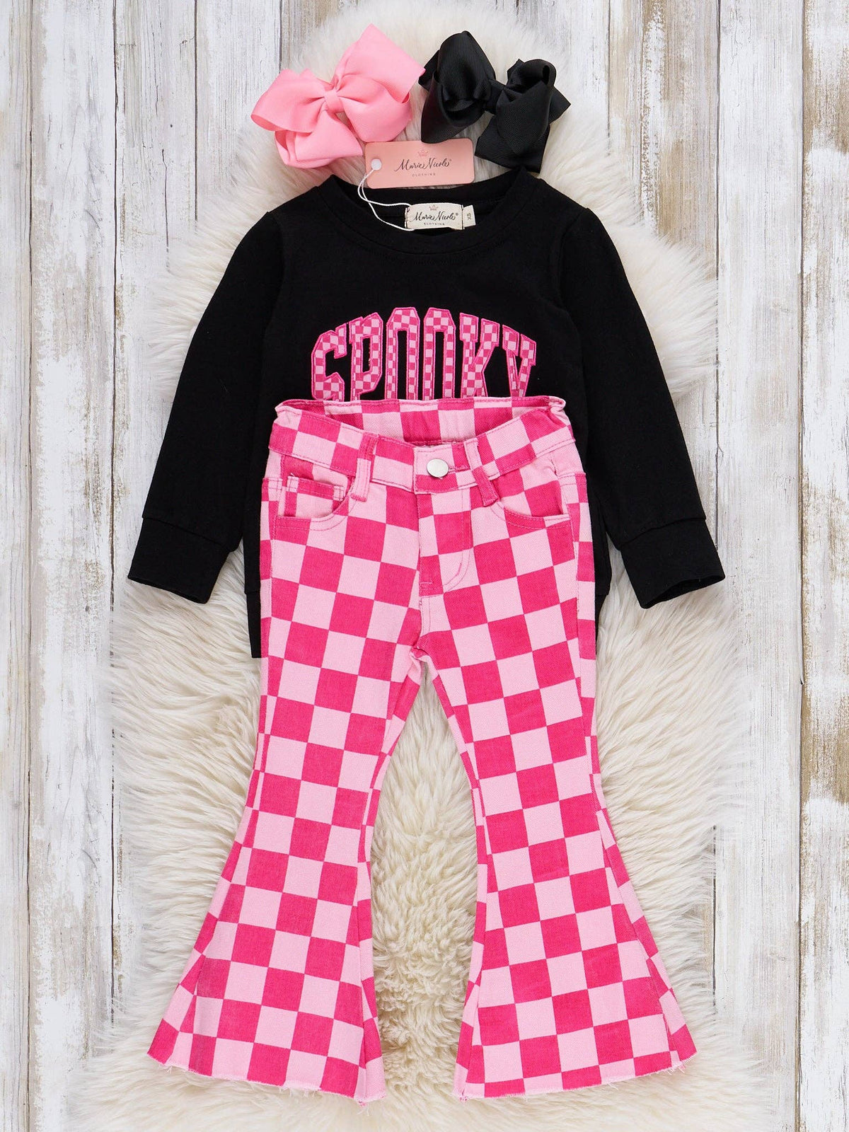 Spooky Games Embroidered Denim Bell Bottom Outfit