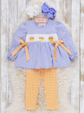 Candy Corn Kids Smocked Bow Outfit