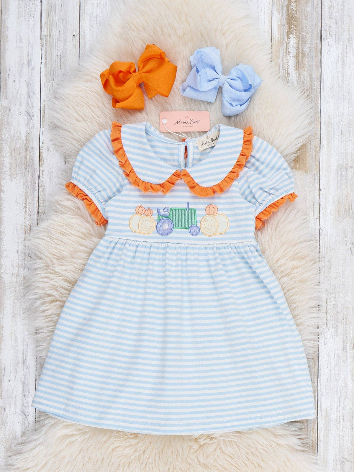 Pumpkin Harvest Ride Embroidered Dress