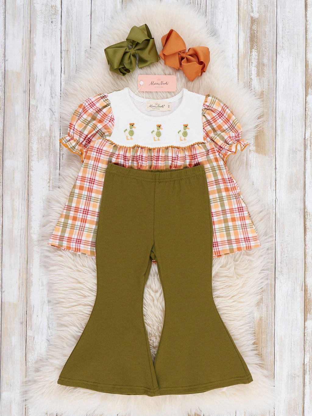 Mallard Duck Embroidered Bell-Bottom Outfit